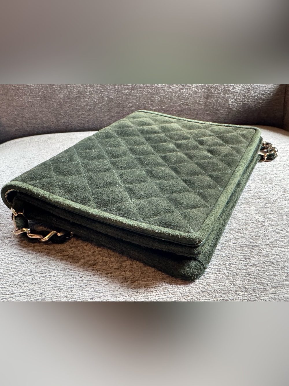 Vintage Collectif Forest Green Diamond-Quilted Evening Purse - Picture 2 of 8